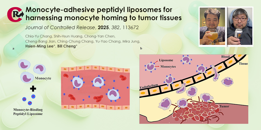 Monocyte-adhesive peptidyl liposomes for harnessing monocyte homing to tumor tissues