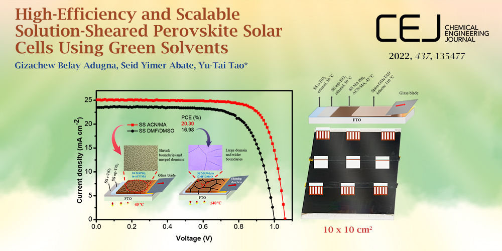 High-Efficiency and Scalable Solution-Sheared Perovskite Solar Cells Using Green Solvents